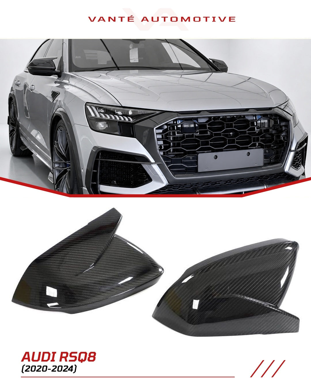 Audi RSQ8 4M Carbon Fiber Seitenspiegel-Abdeckungen