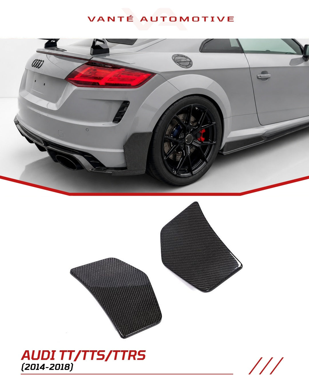 Audi TT/TTS/TTRS 8S (MK3) Lames/Ailettes de pare-chocs arrière en fibre de carbone