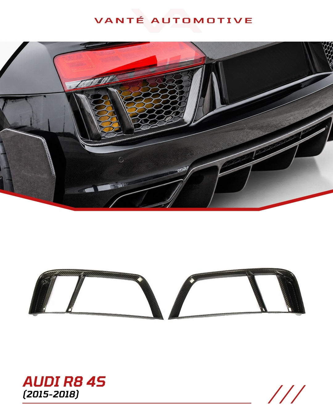 Audi R8 4S Cubiertas de Rejilla del Parachoques Trasero de Fibra de Carbono
