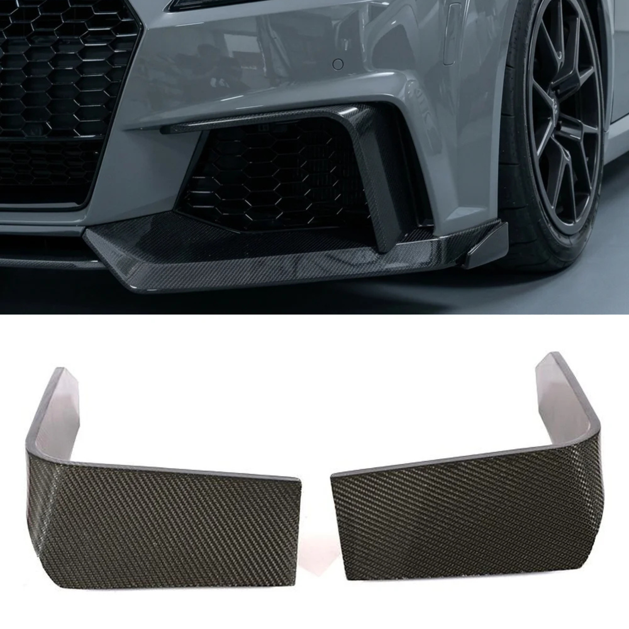 Audi TT/TTS/TTRS 8S (MK3) Carbon Fiber Front Fog Light Cover Splitter Canards