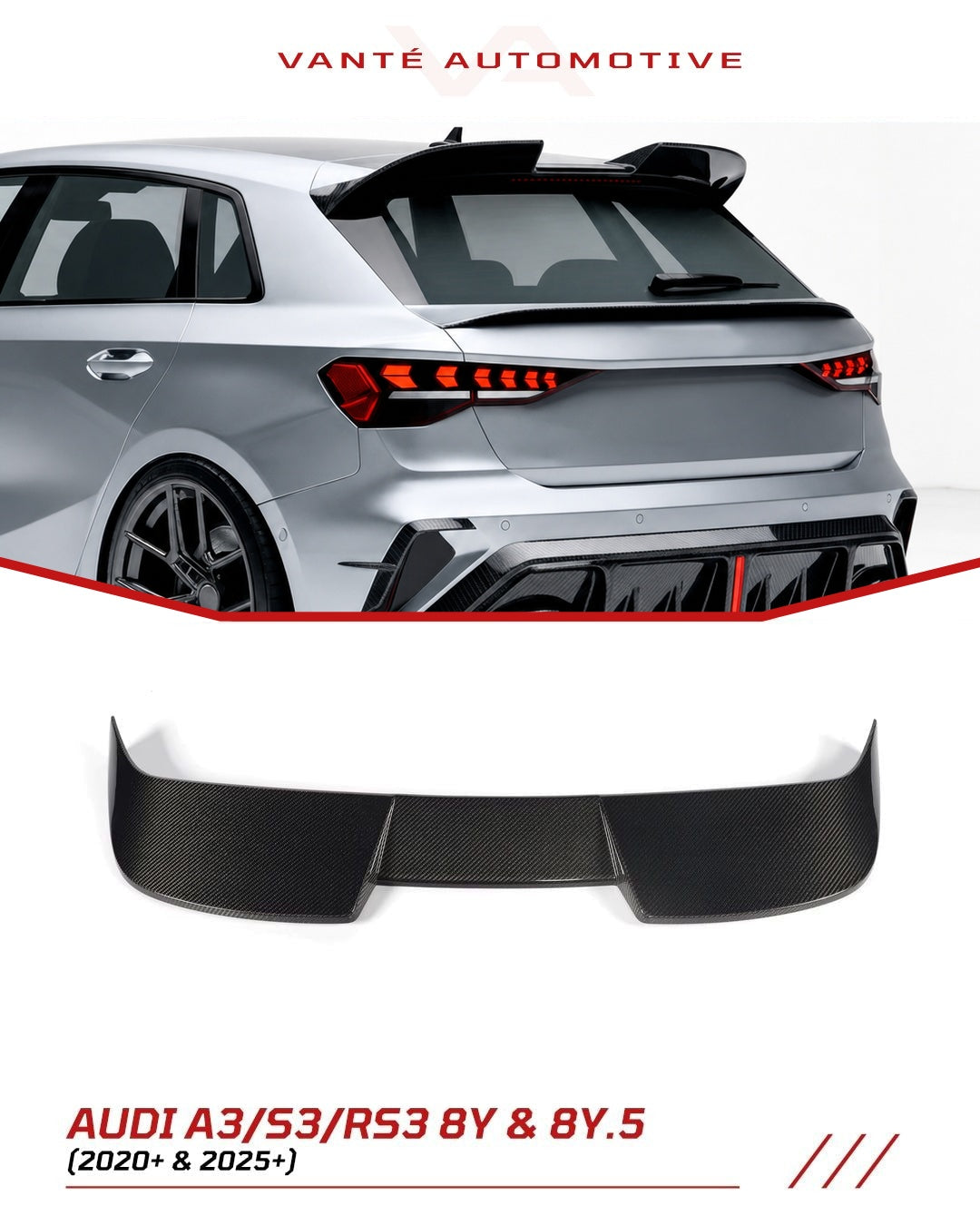 Audi A3/S3/RS3 8Y Kohlefaser-Heckflügel OEM