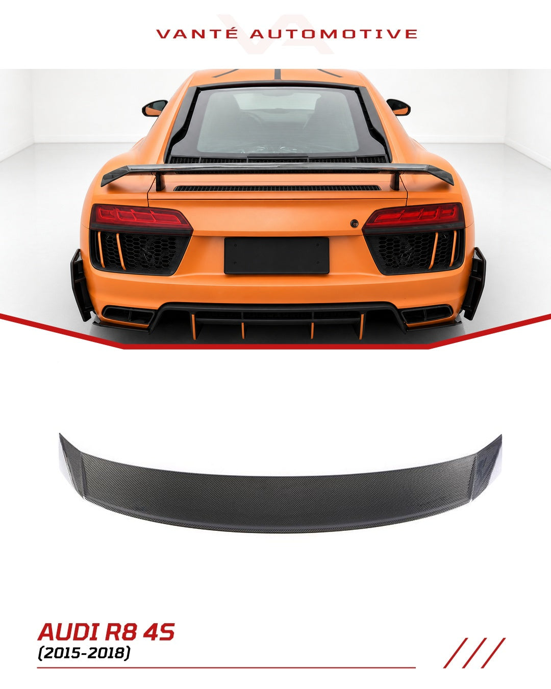 Audi R8 4S カーボンファイバー フルリア スポイラーウイング
