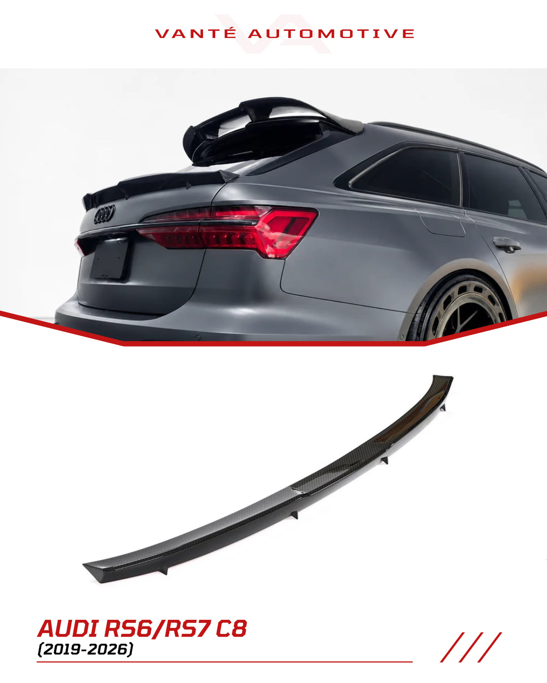 Becquet arrière secondaire en fibre de carbone pour Audi A6/S6/RS6 C8