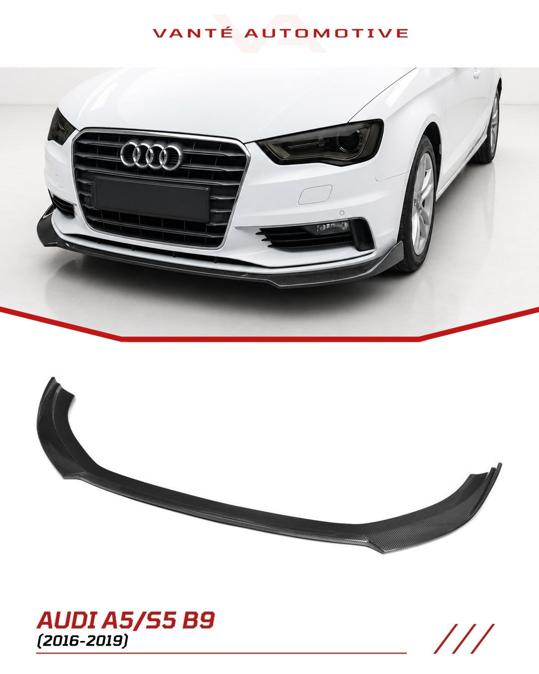 Audi A3/S3 8V Splitter Labio Delantero de Fibra de Carbono V1