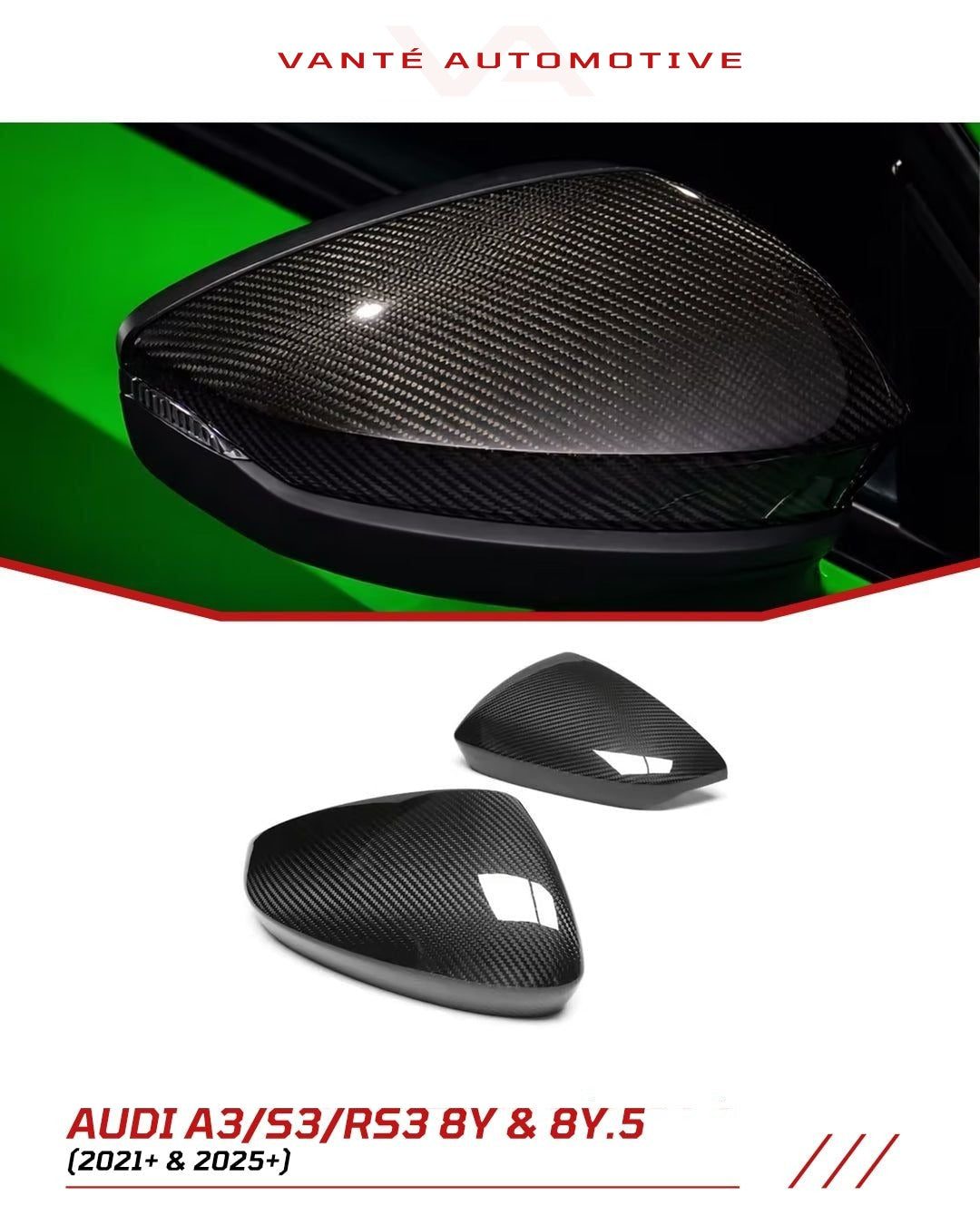 Audi A3/S3/RS3 8Y 2020+ Calotte Specchietti in Carbonio
