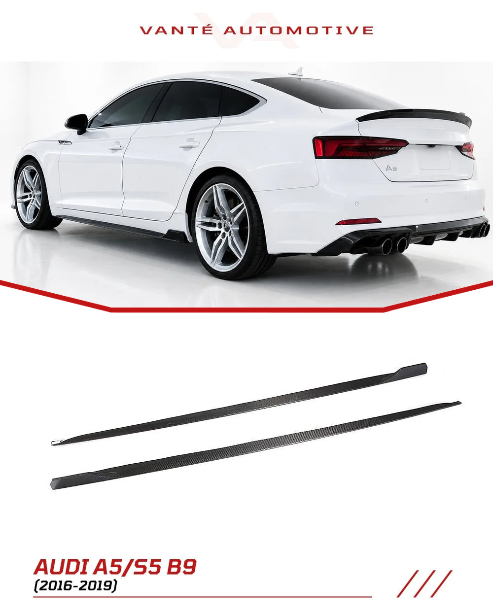 Audi A5 S-Line/S5 B9 Carbon-Faser-Seitenschweller-Verlängerungen