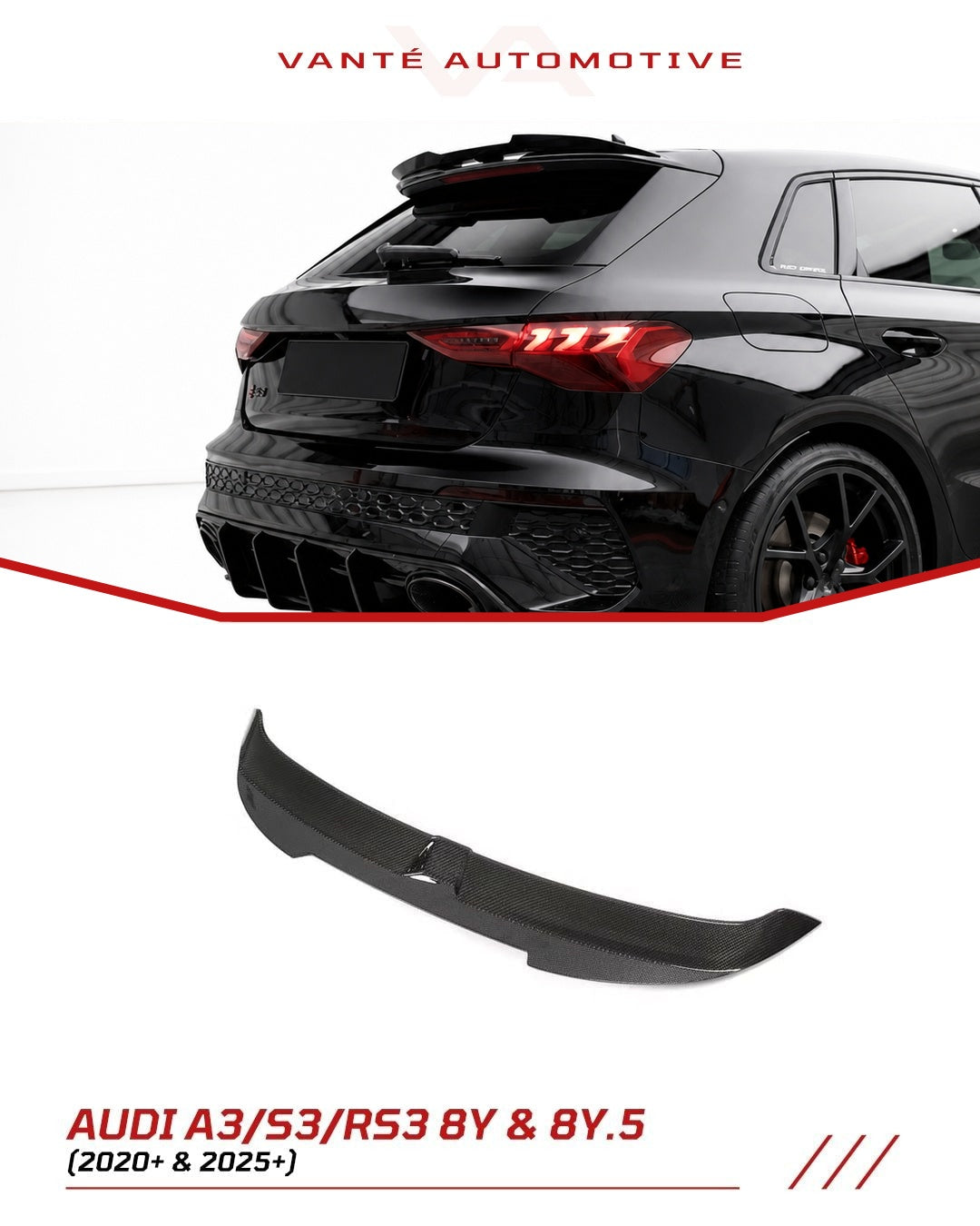 Audi A3/S3/RS3 8Y Aleron Trasero de Fibra de Carbono V2