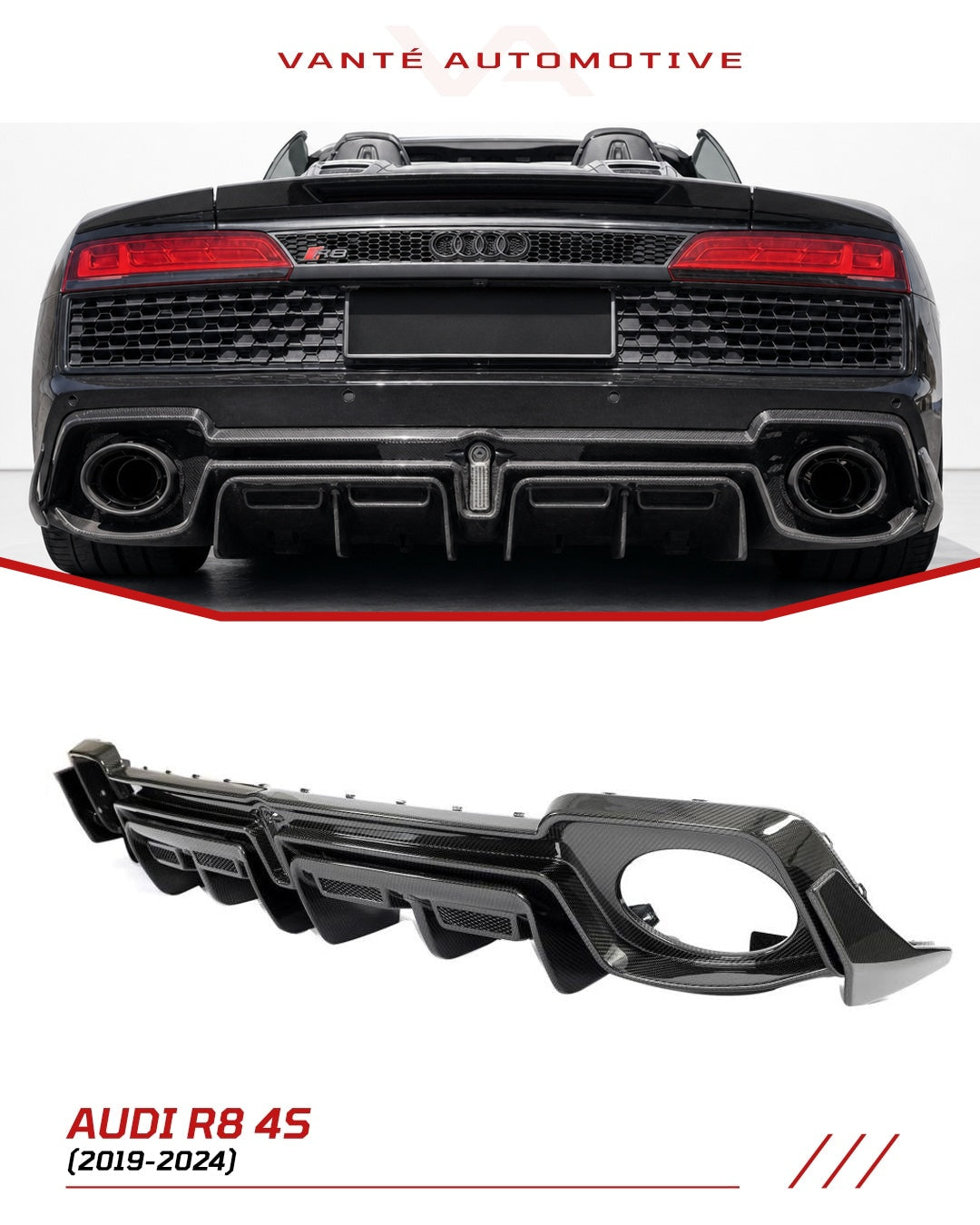Audi R8 4S FL Difusor Trasero de Fibra de Carbono V2