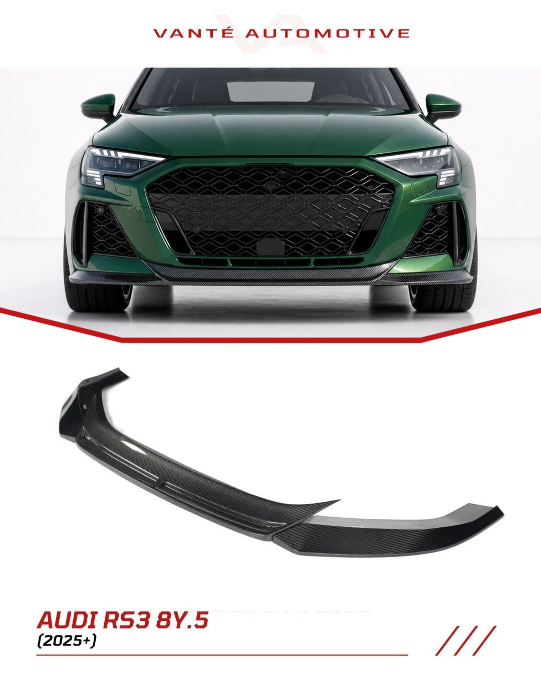 Becquet avant en fibre de carbone pour Audi RS3 8Y.5