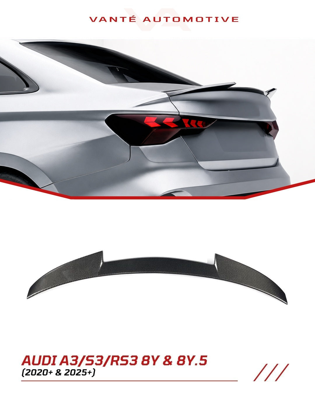 Audi A3/S3/RS3 8Y Carbon Fiber Rear Spoiler/Wing OEM Style Sedan