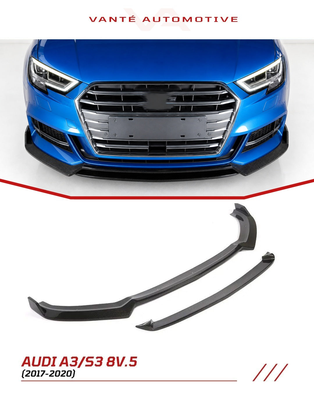 Audi A3 S-Line/S3 8V.5 Splitter Anteriore in Carbonio V3