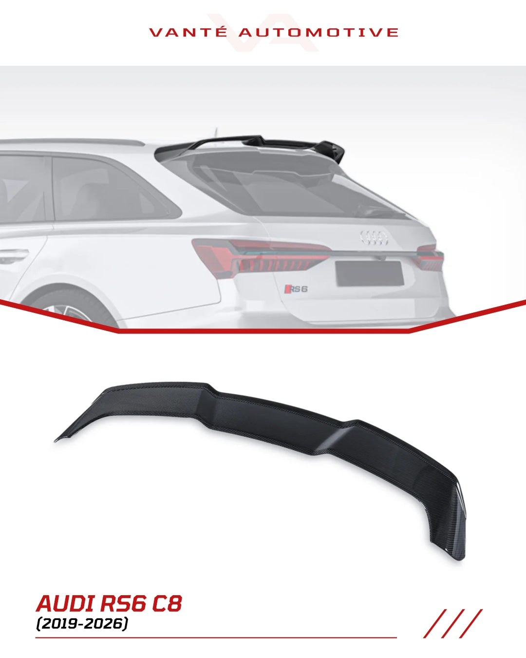 Audi RS6 C8 Carbon Fiber Rear Wing Spoiler V3