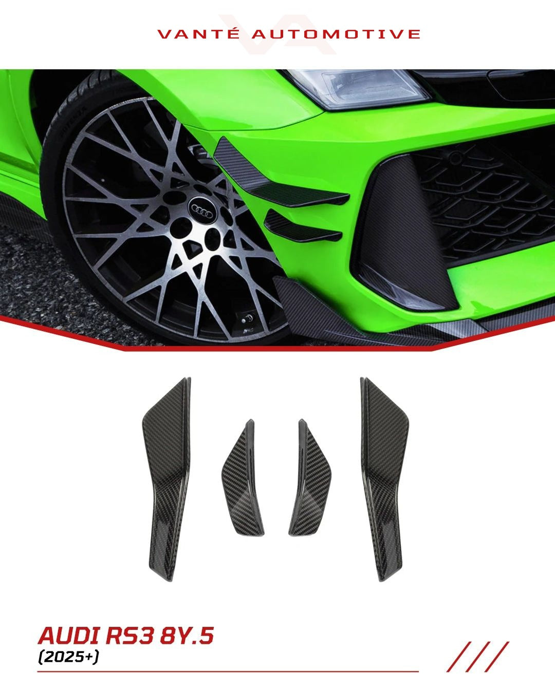 Audi RS3 8Y.5 Canard/Alette Anteriori in Fibra di Carbonio