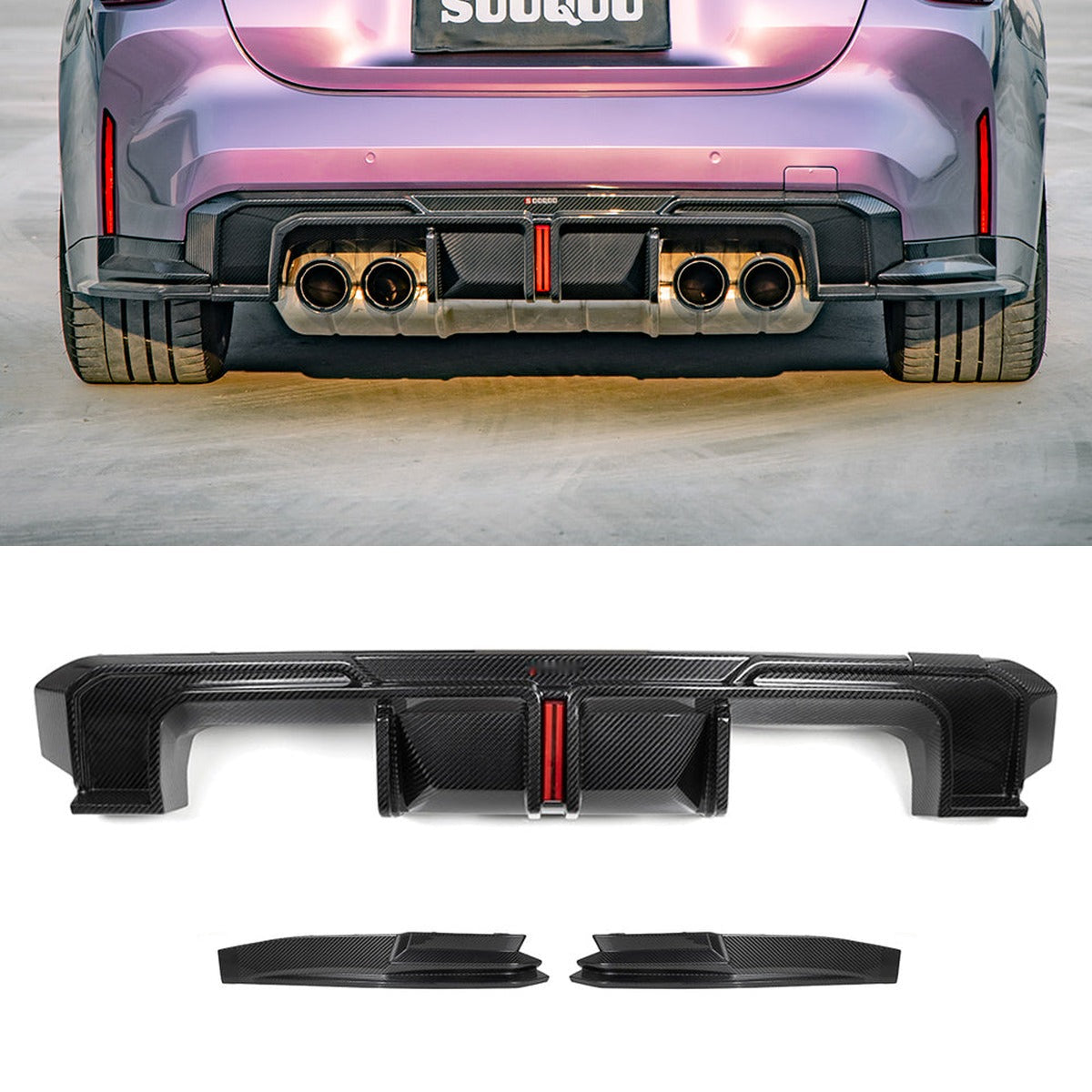 BMW M4 G82 Prepreg Carbon Fibre Rear Diffuser with Brake Light SOOQOO
