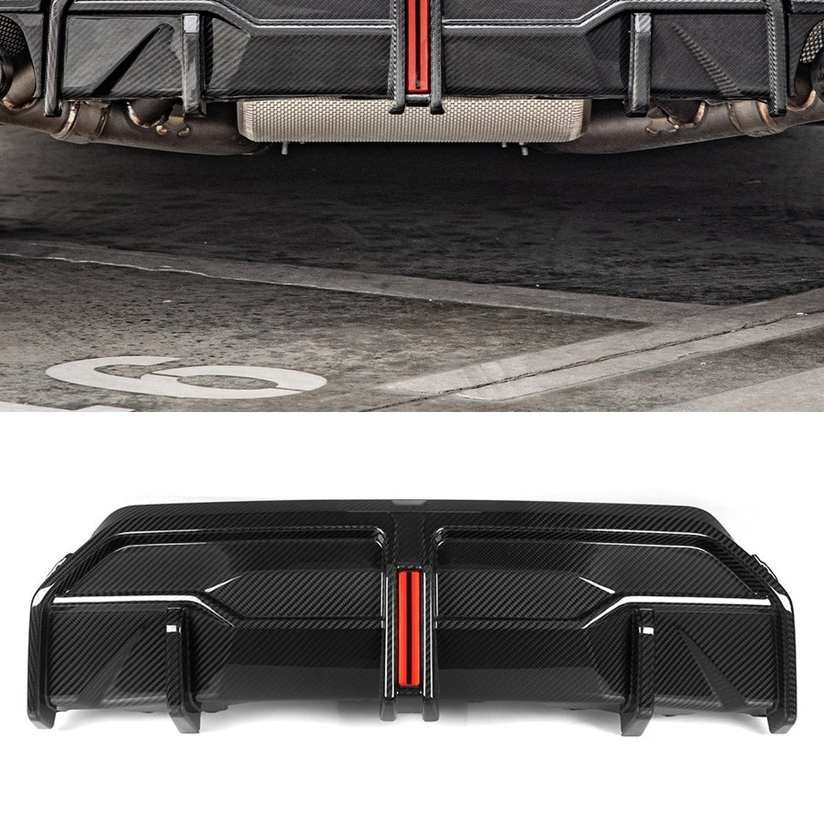 BMW 2 Series G42 Prepreg Carbon Fibre Rear Diffuser with Brake Light SOOQOO