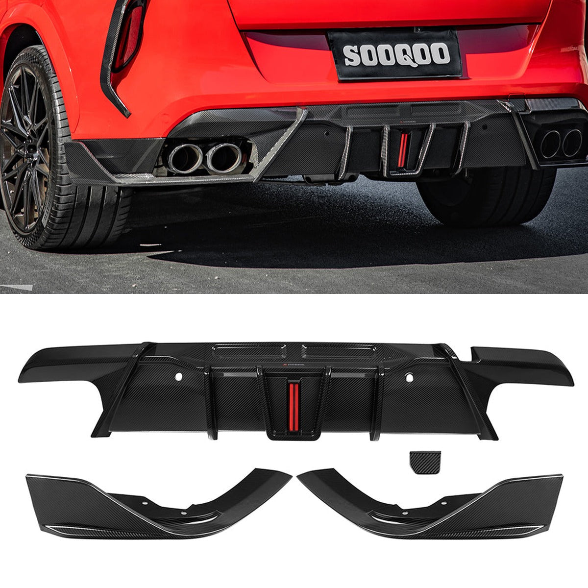 BMW X6M F96 Prepreg Carbon Fibre Rear Diffuser with Brake Light SOOQOO