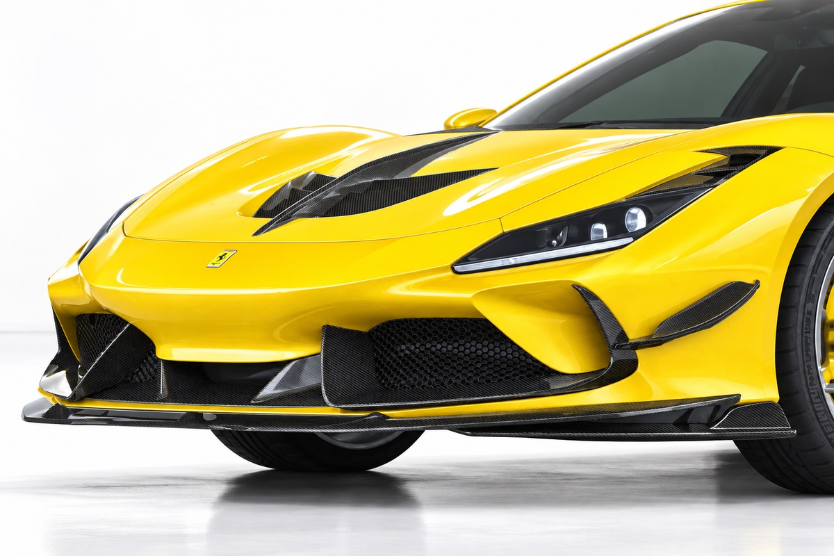 Ferrari F8 Tributo Splitter Anteriore Angolare in Carbonio