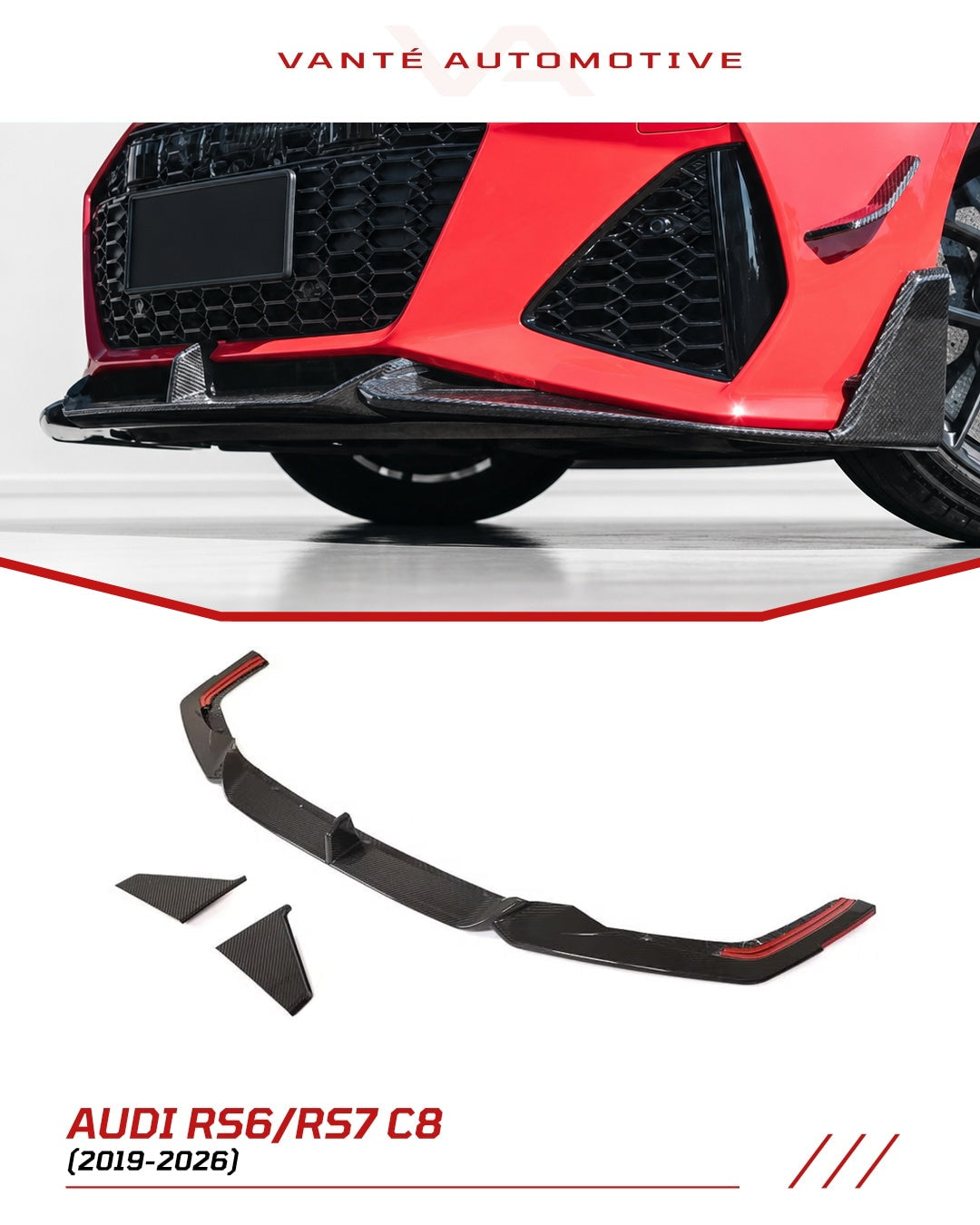 Labio Divisor Frontal Fibra de Carbono Audi RS6/RS7 C8 V2