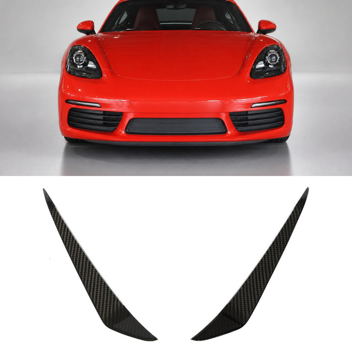 Porsche 718 Boxster Cayman 982 Dry Carbon Fibre Front Bumper Air Vent Fins