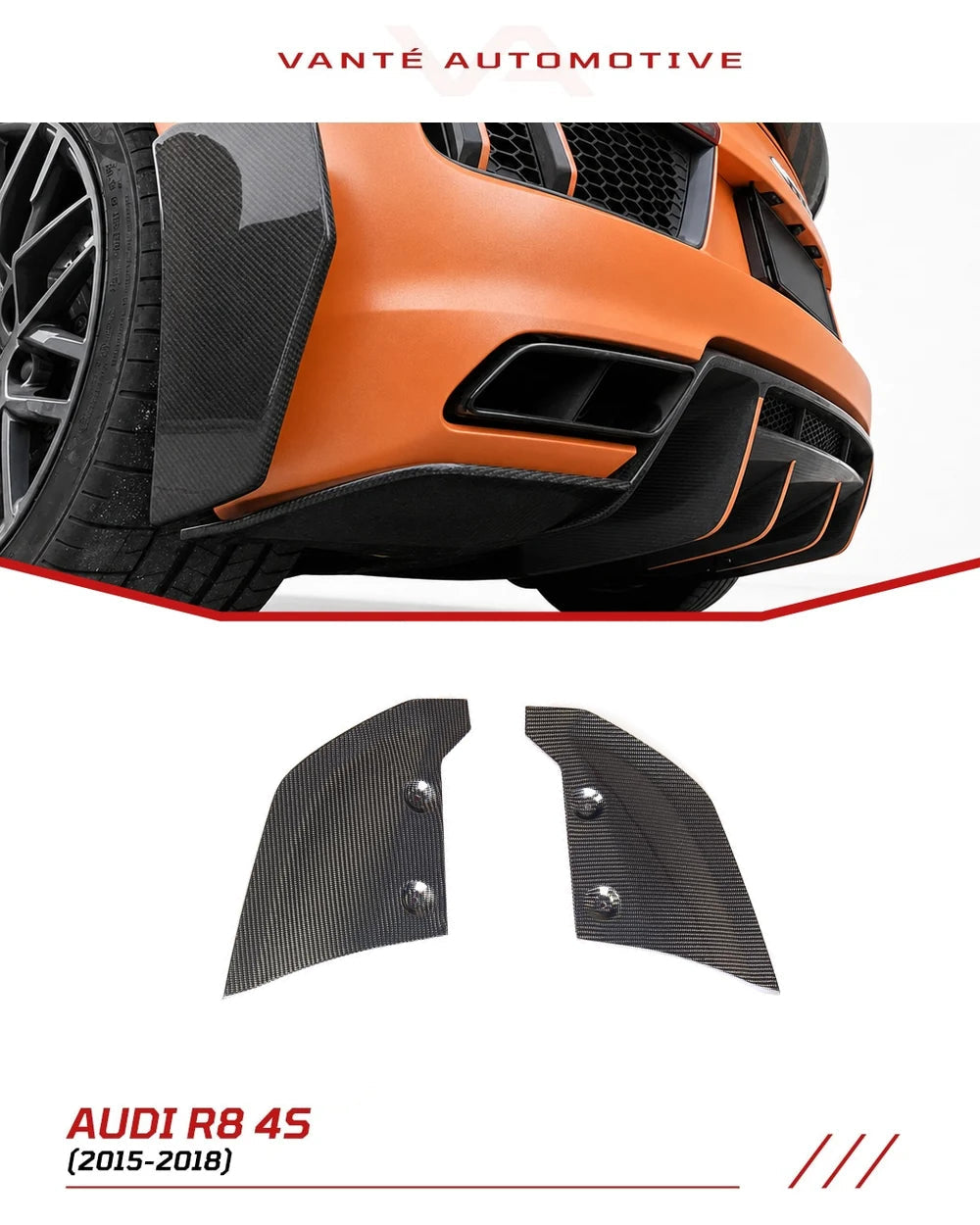 Audi R8 4S カーボンファイバー リア バンパー スプリッター