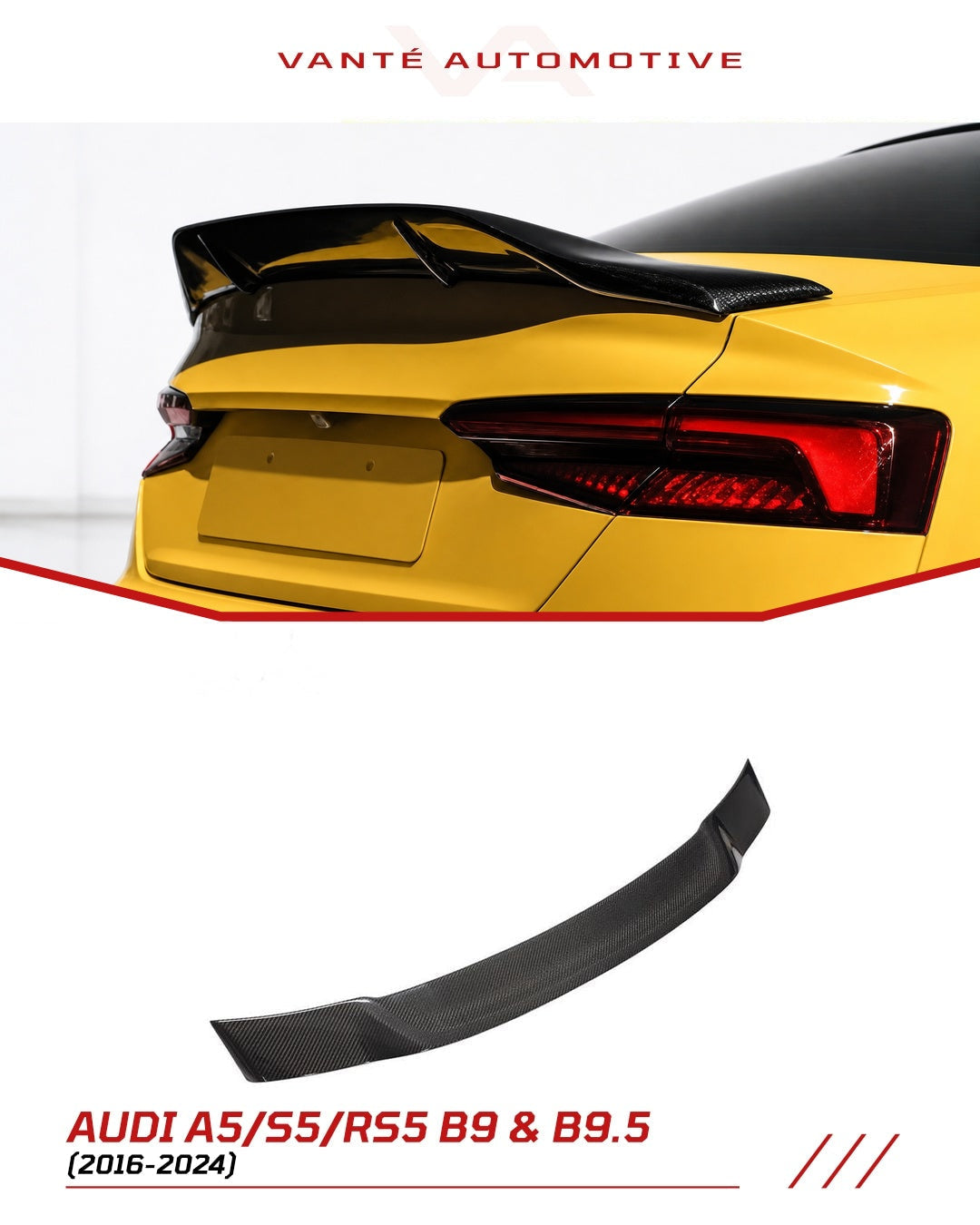 Becquet de coffre arrière en fibre de carbone pour Audi A5 S5 B9 et B9.5