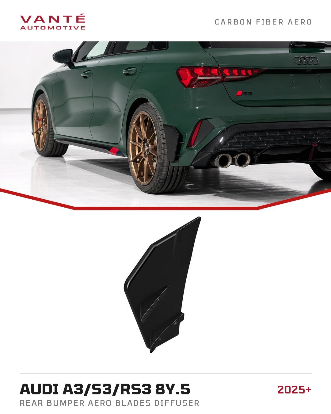 Audi A3/S3/RS3 8Y Rear Bumper Aero blades Diffuser