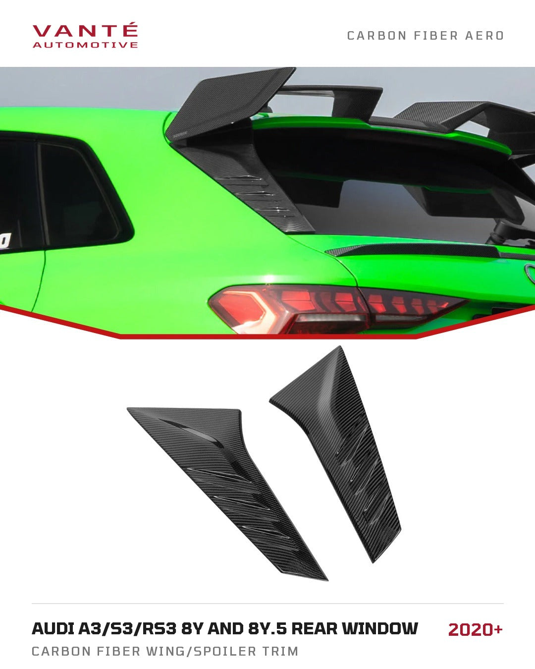 Audi A3/S3/RS3 8Y and 8Y.5 Rear Window Carbon Fibre Wing/Spoiler Trim