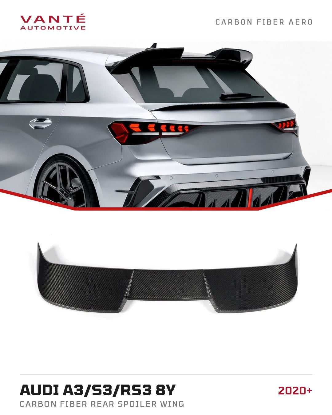 Audi A3/S3/RS3 8Y Carbon Fibre Rear Spoiler Wing