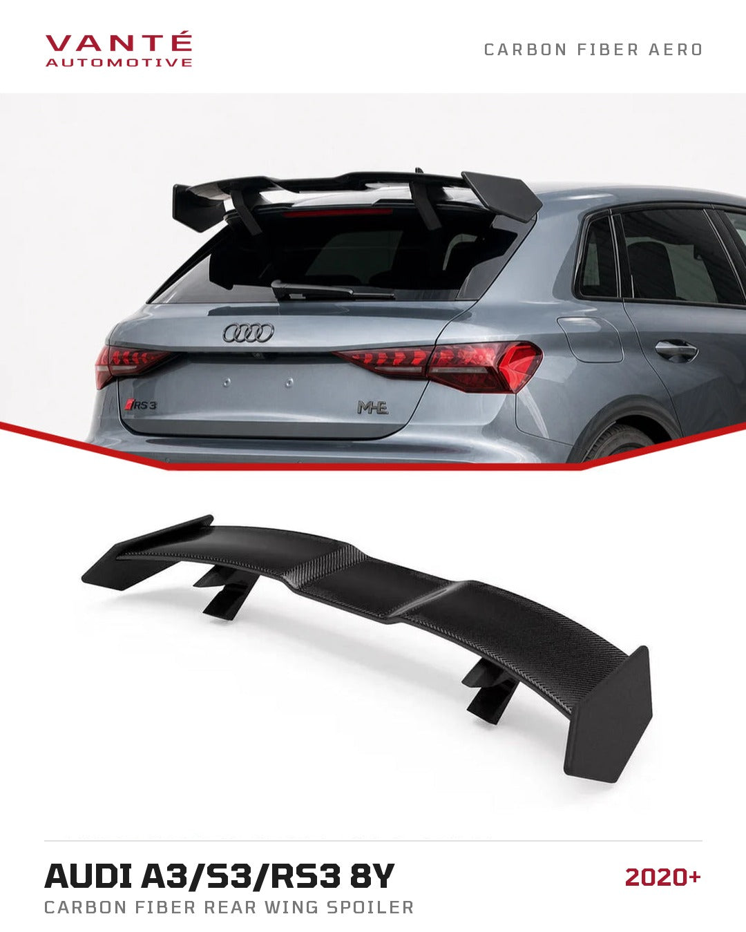 Audi A3/S3/RS3 8Y Rear Wing Spoiler Carbon Fibre