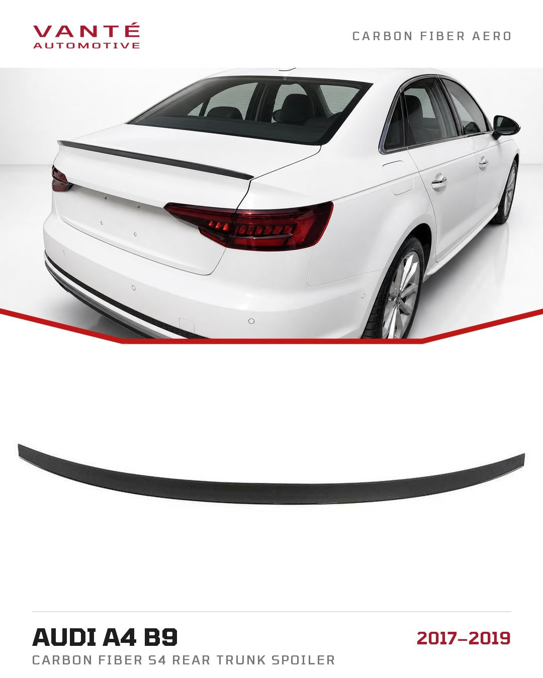 Audi A4 B9 Carbon Fibre S4 Rear Trunk Spoiler