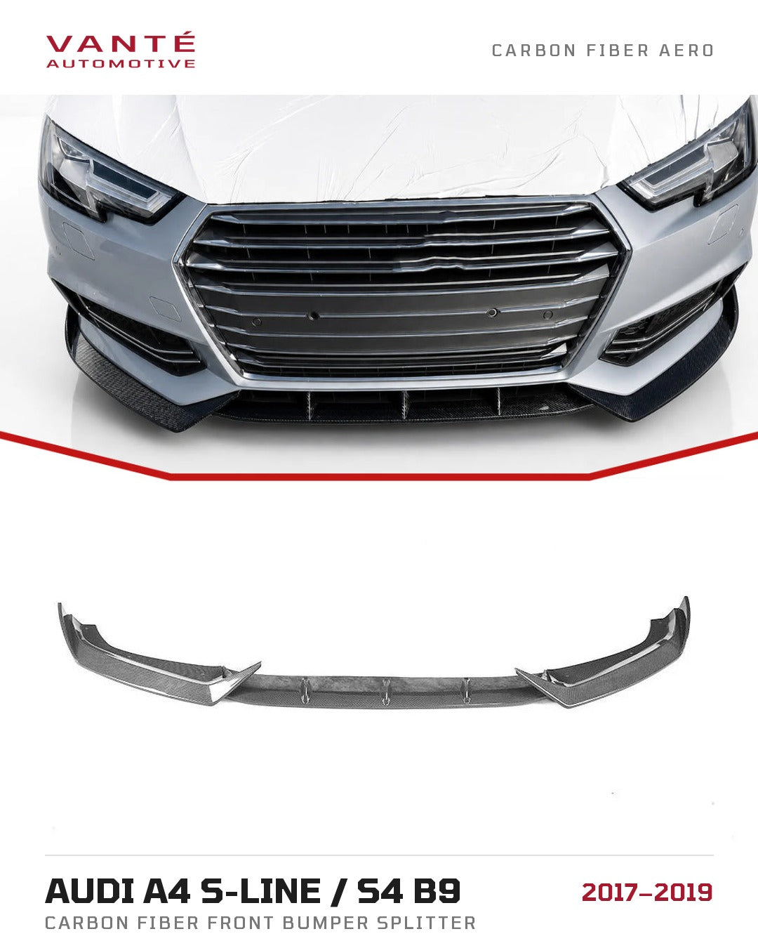 Audi A4 S-Line / S4 B9 Carbon Fibre Front Bumper Splitter