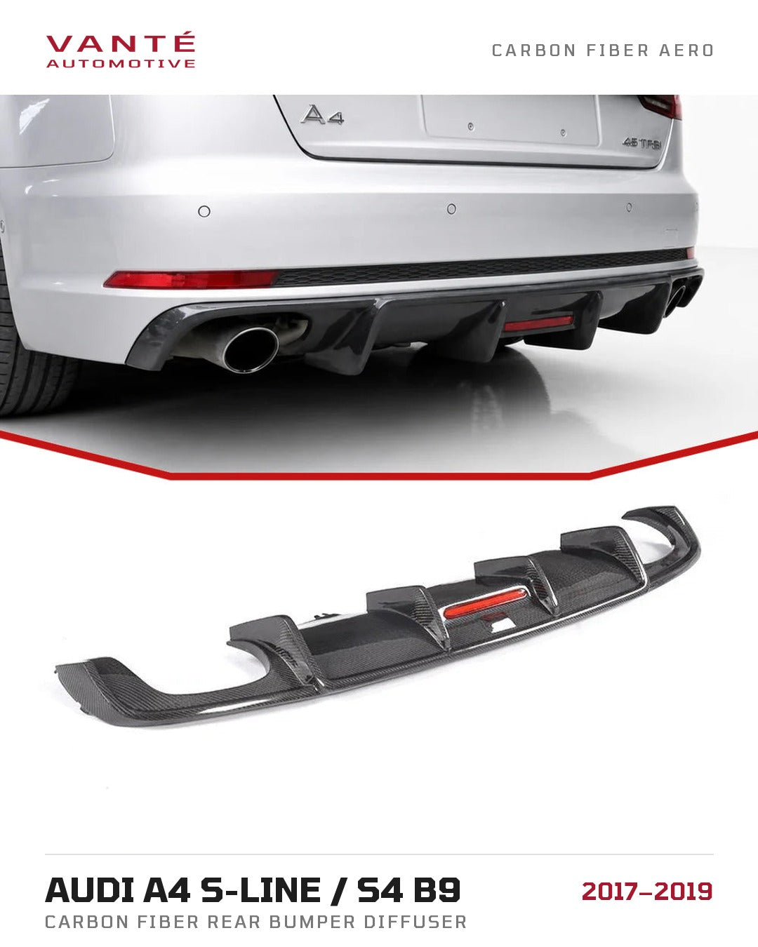 Audi A4 S-Line / S4 B9 Carbon Fibre Rear Bumper Diffuser