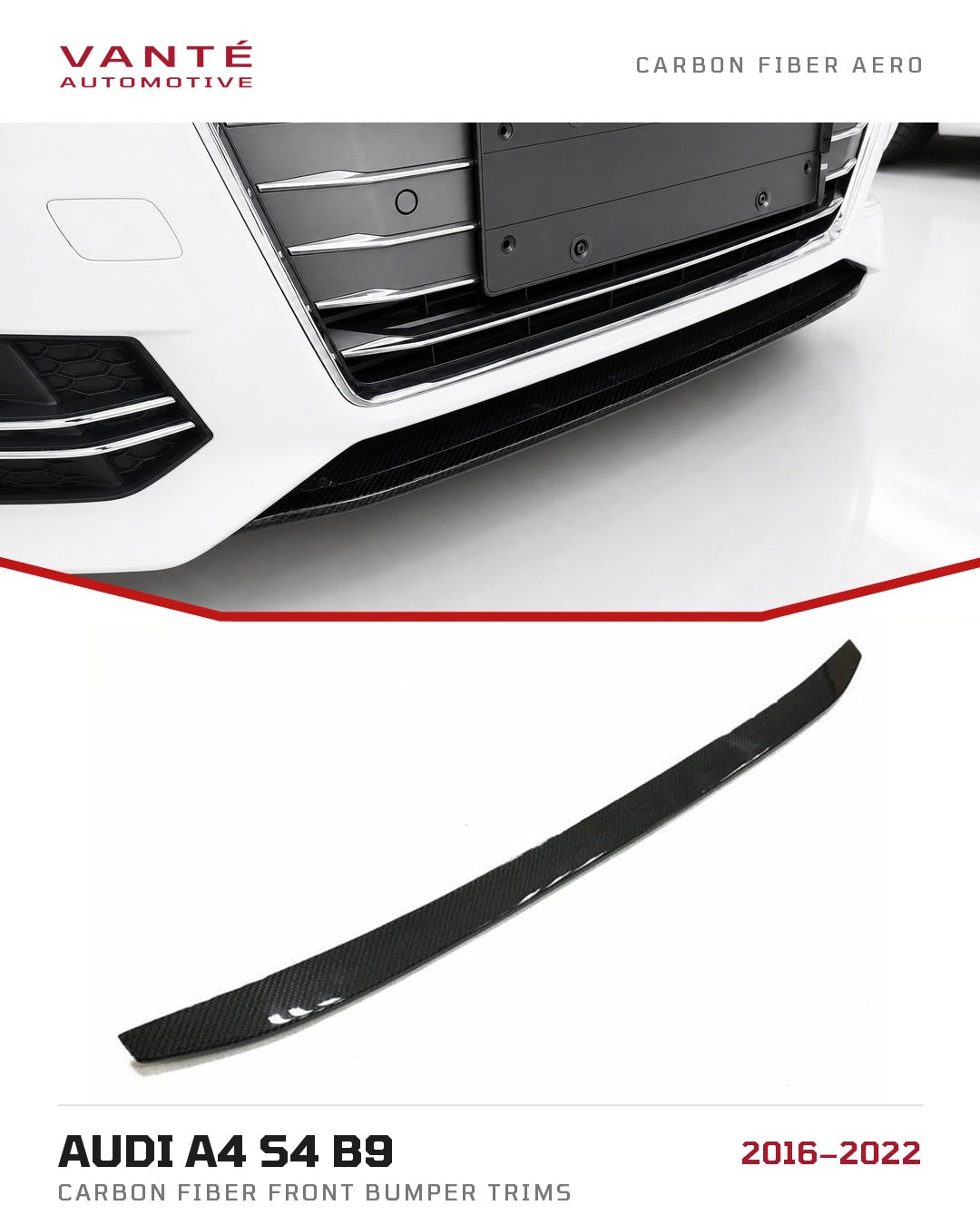 Audi A4 S4 B9 Carbon Fibre Front Bumper Trims