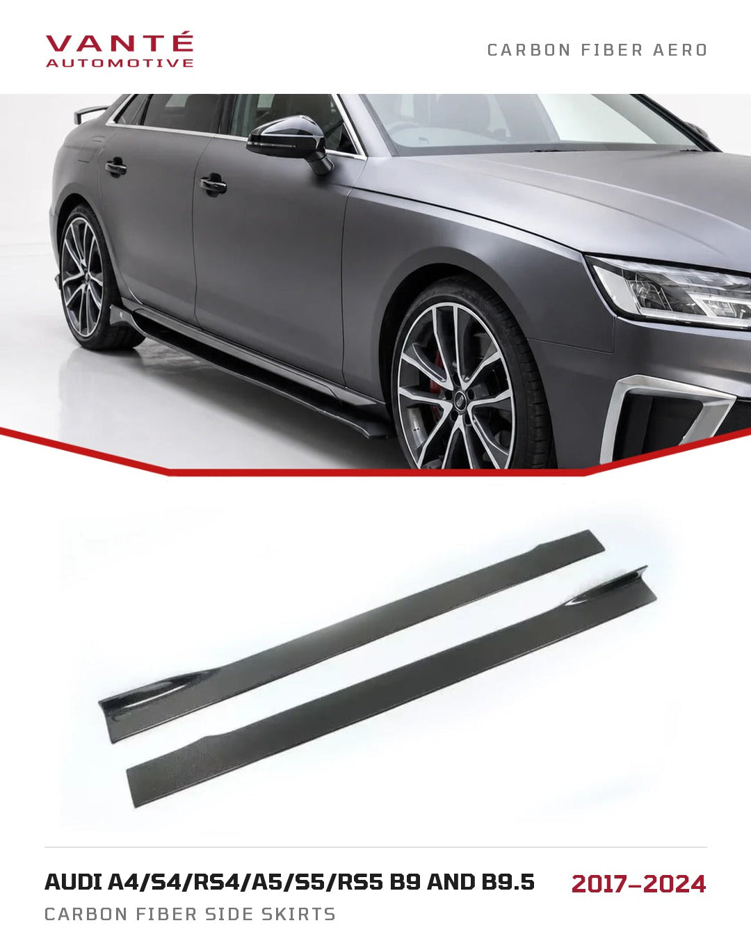 Audi A4/S4/RS4/A5/S5/RS5 B9 and B9.5 Carbon Fibre Side Skirts