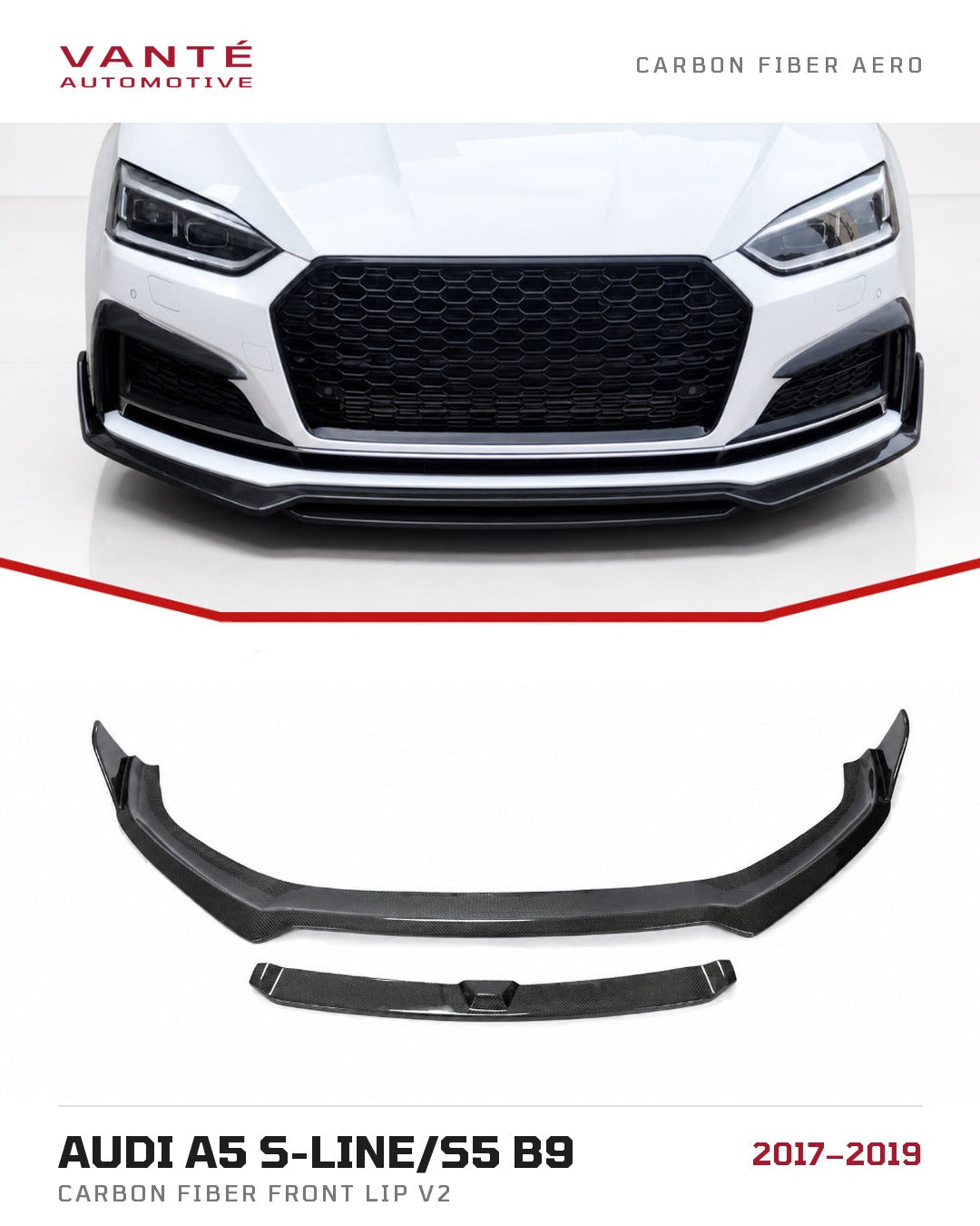 Audi A5 S-Line/S5 B9 Carbon Fibre Front Lip V2