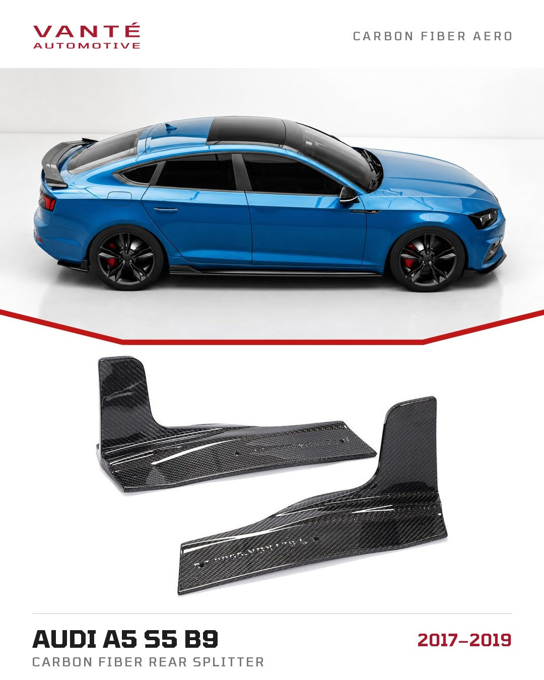 Audi A5 S5 B9 Carbon Fibre Rear Splitter