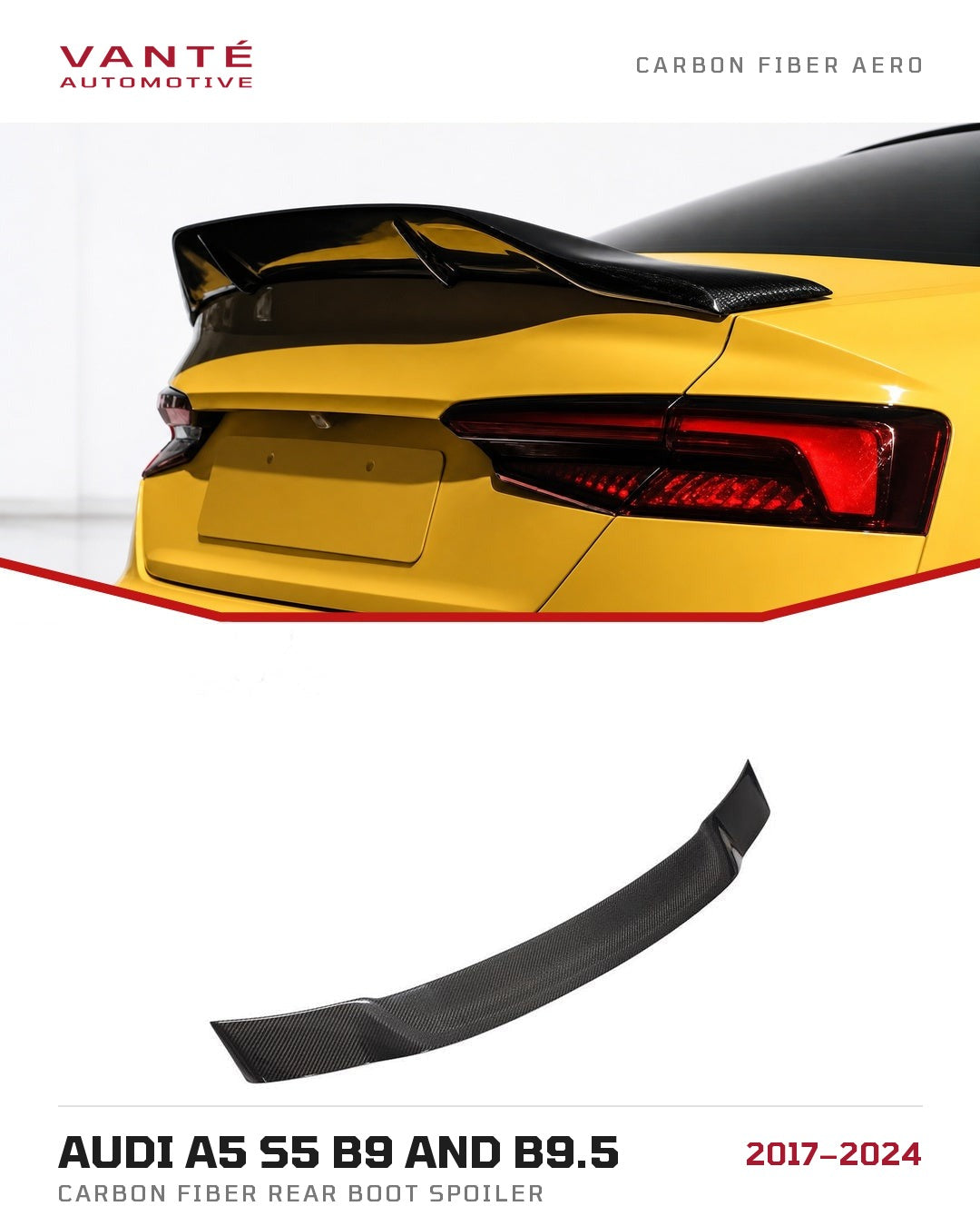 Audi A5 S5 B9 and B9.5 Carbon Fibre Rear Boot Spoiler