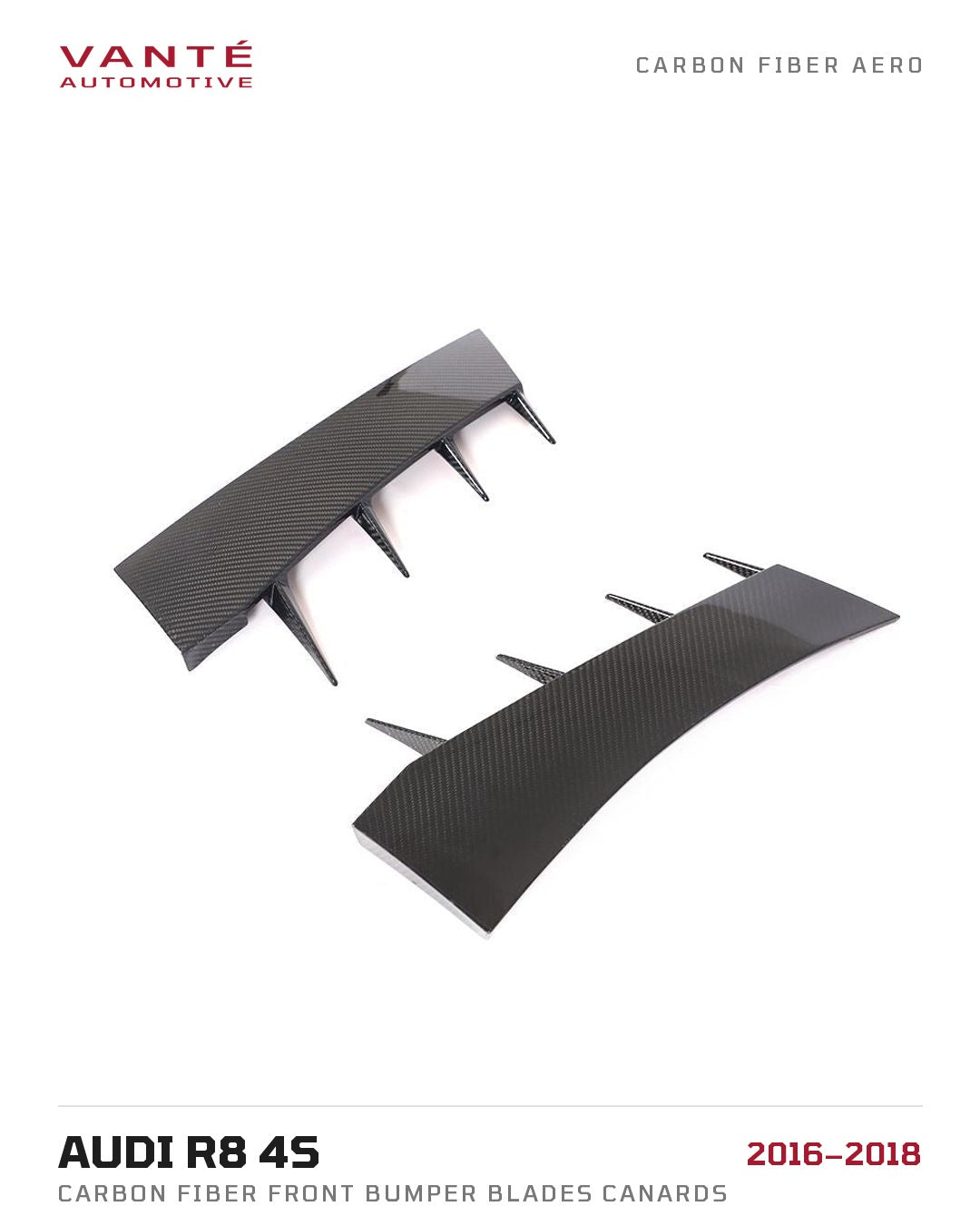 Audi R8 4S Carbon Fibre Front Bumper Blades Canards