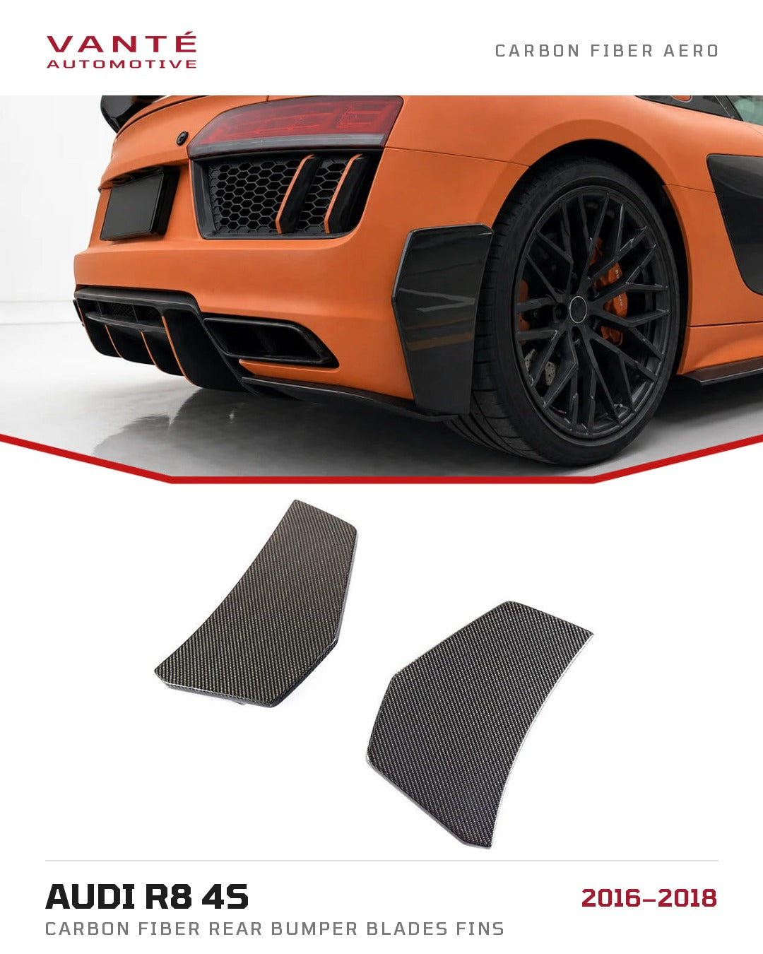 Audi R8 4S Carbon Fibre Rear Bumper Blades Fins