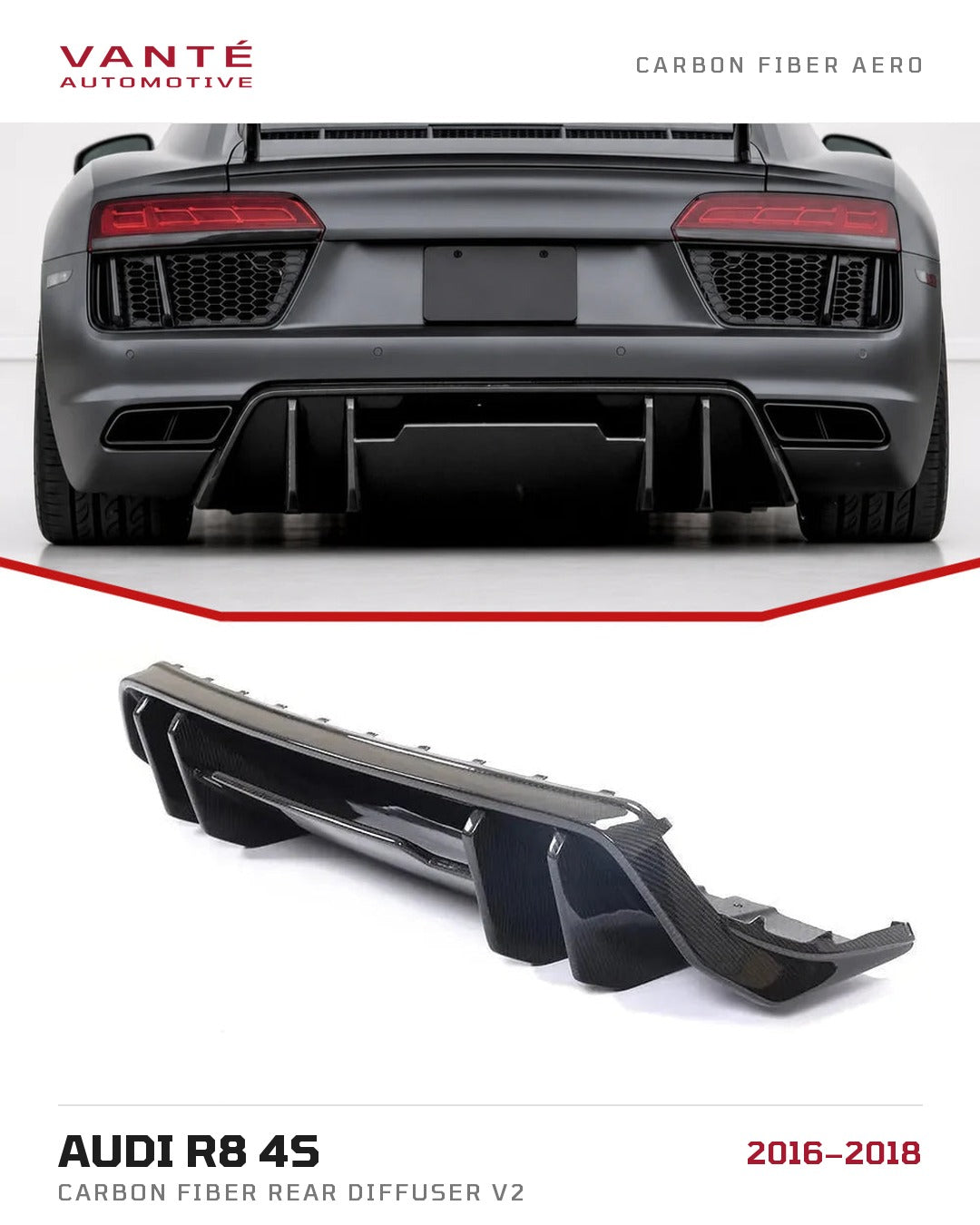 Audi R8 4S Carbon Fibre Rear Diffuser V2