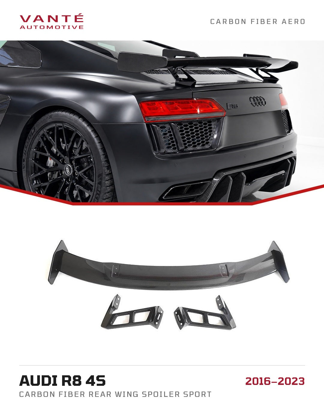 Audi R8 4S Carbon Fibre Rear Wing Spoiler Sport