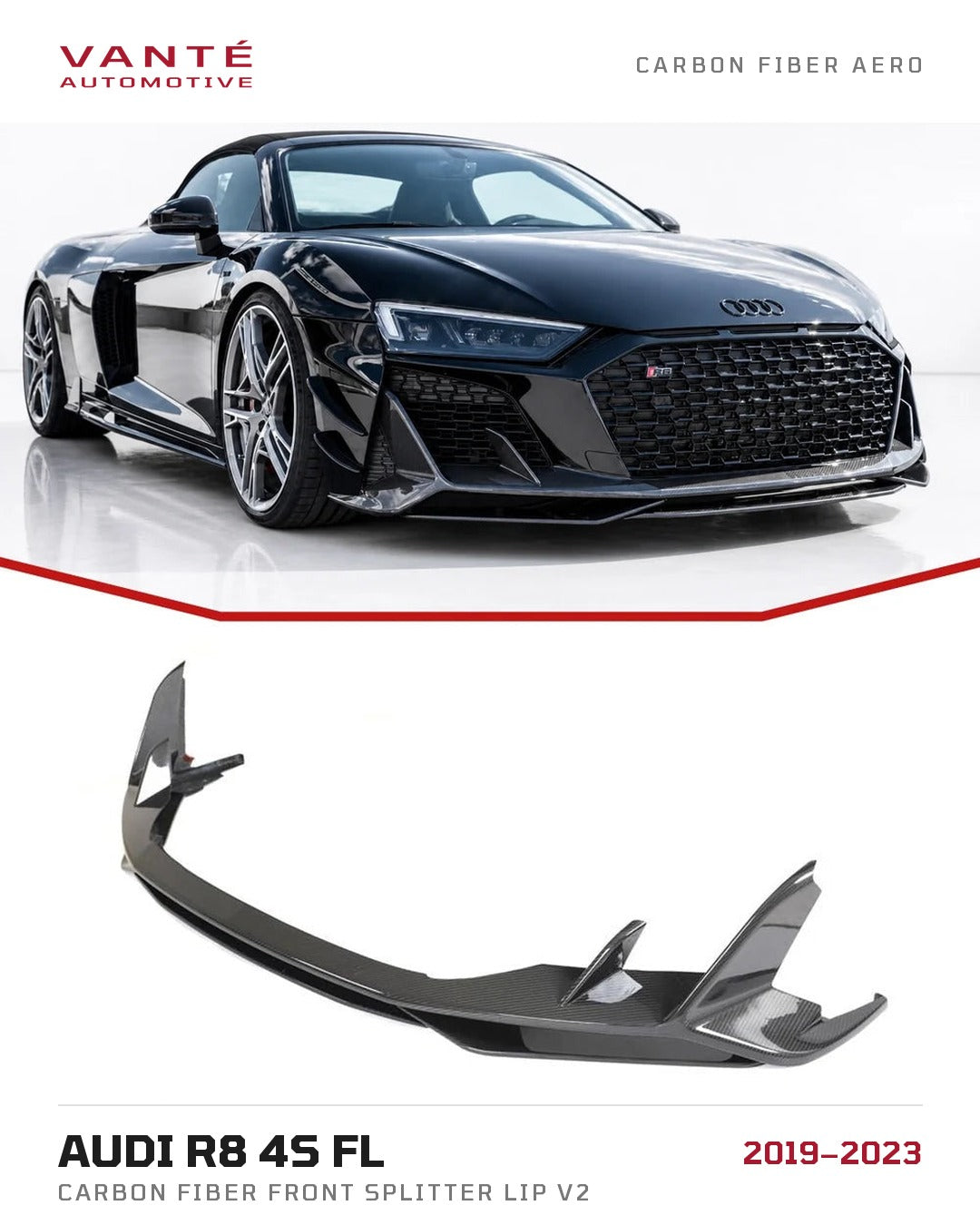 Audi R8 4S FL Carbon Fibre Front Splitter Lip V2