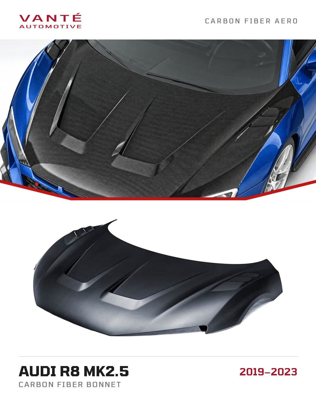 Audi R8 Mk2.5 Carbon Fibre Bonnet