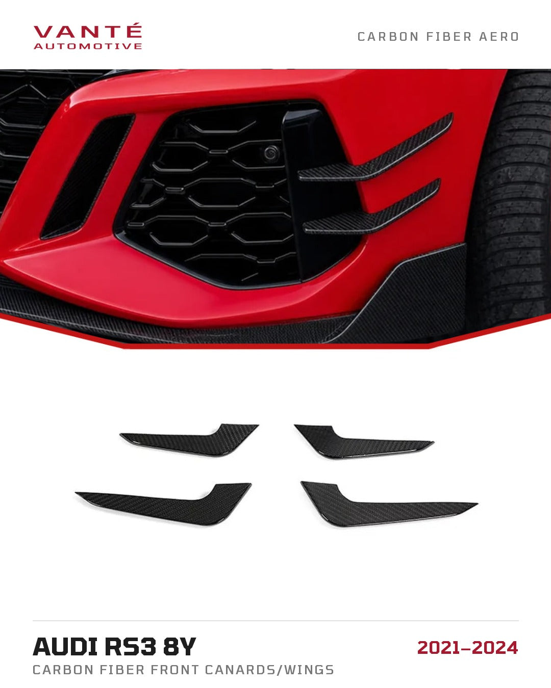 Audi RS3 8Y 2021+ Carbon Fibre Front Canards/Wings