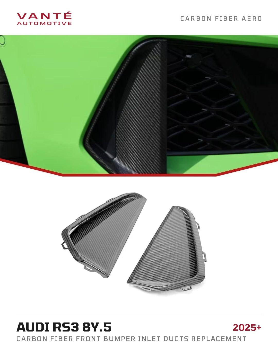 Audi RS3 8Y.5 Carbon Fibre Front Bumper Inlet Ducts Replacement