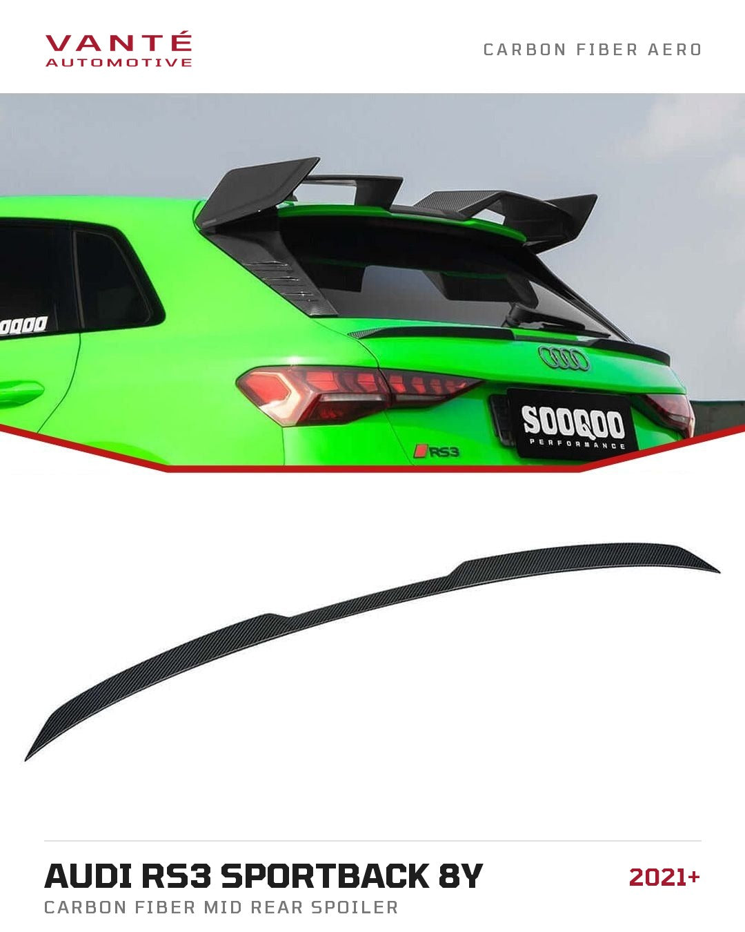 Audi RS3 Sportback 8Y Carbon Fibre Mid Rear Spoiler