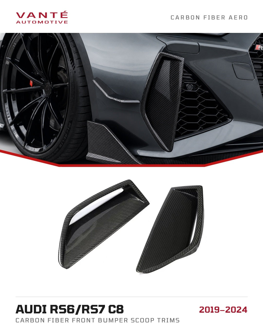 Audi RS6/RS7 C8 Carbon Fibre Front Bumper Scoop Trims