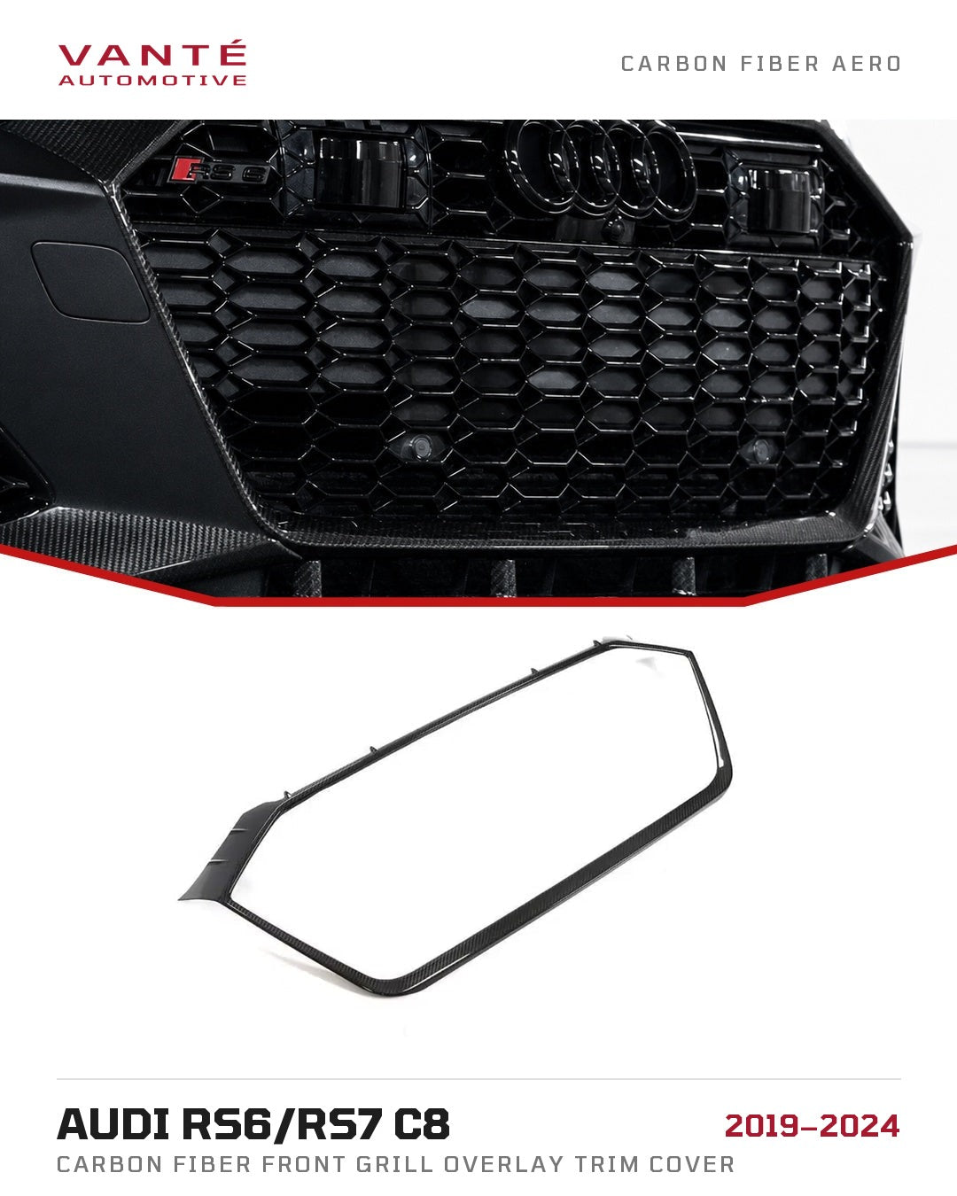 Audi RS6/RS7 C8 Carbon Fibre Front Grill Overlay Trim Cover