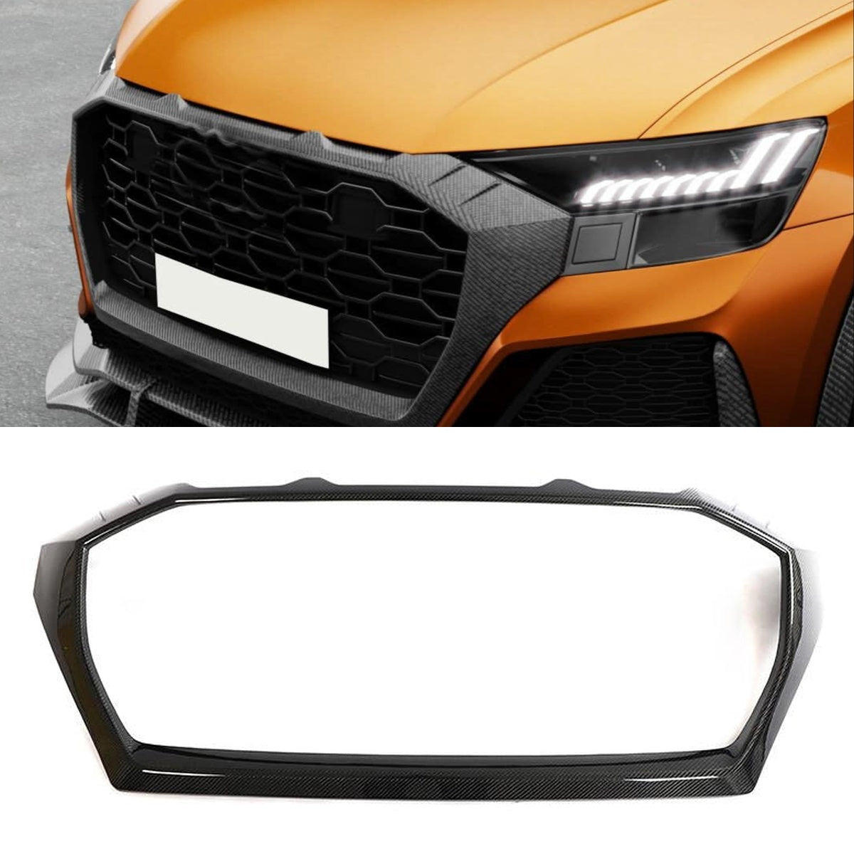 Audi RSQ8 4M Carbon Fiber Front Bumper Grill Cover Trims