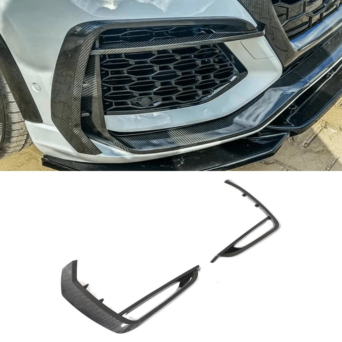 Audi RSQ8 4M Carbon Fiber Front Canards/Bumper Trim/Foglamp Covers